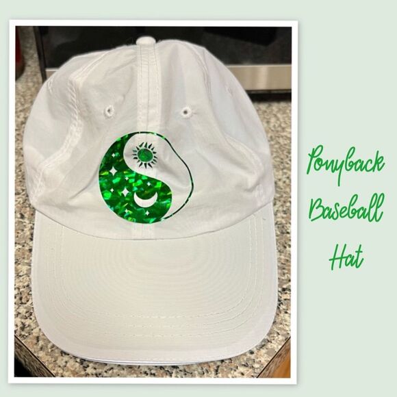 Ponyback Baseball Hat, White Baseball Cap, Ponytail Baseball Cap - Picture 1 of 2